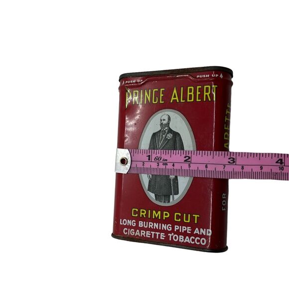 Prince Albert Tobacco Crimp Cut Tin Can Vintage Distressed Red Black Retro - Picture 13 of 14